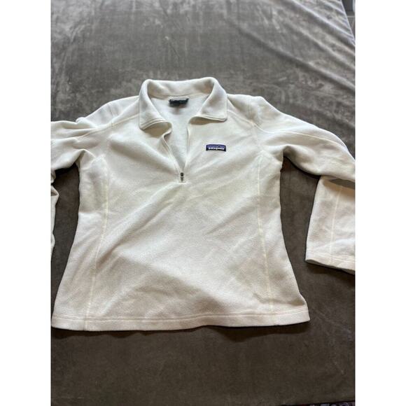 Patagonia Sweater‎ Jacket Womens Small White Fleece 1/4 Zip Pullover Soft Fuzzy - Picture 1 of 6